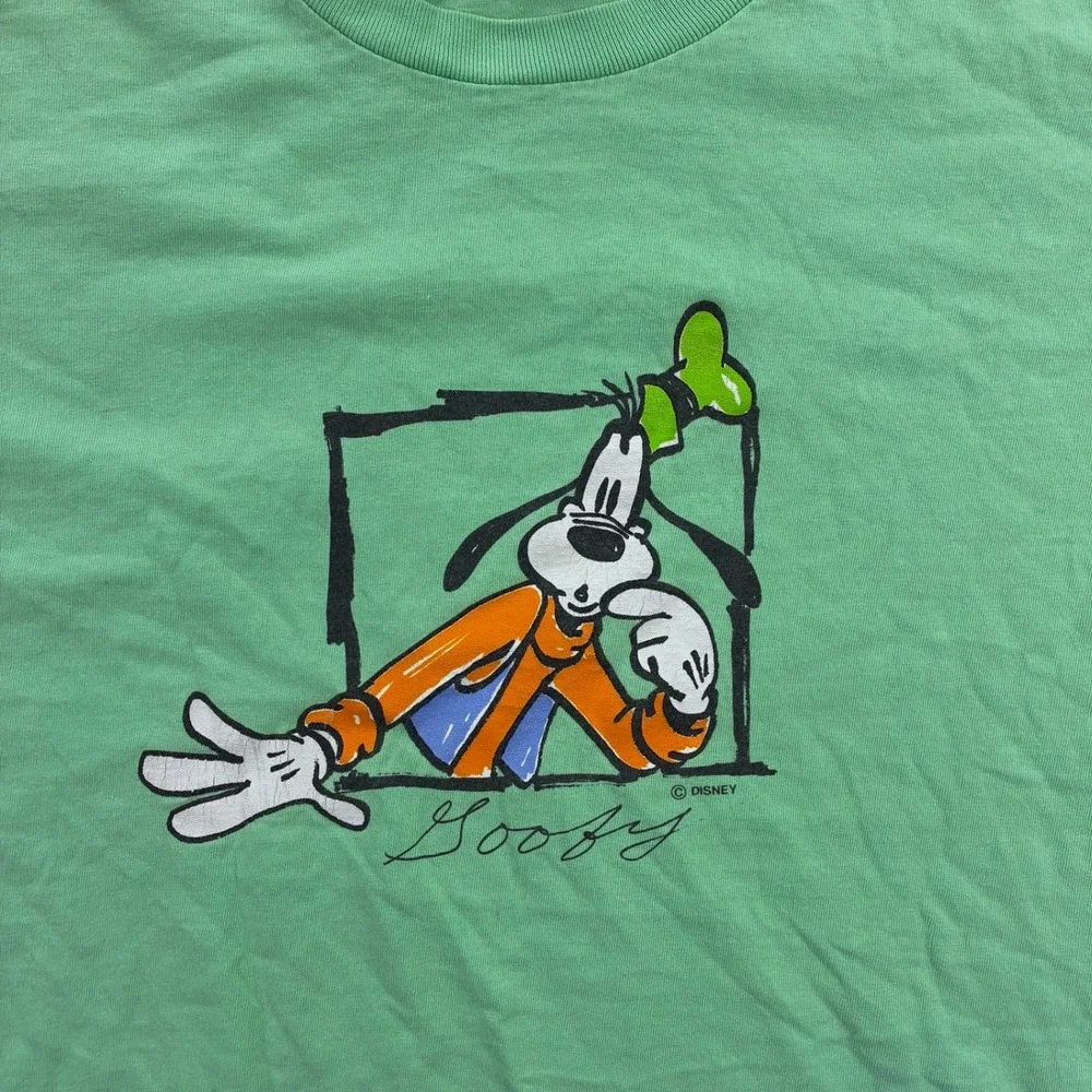 Vintage Goofy Box Logo Shirt Mens XL Green Disney Cartoon Mickey Mouse Goofy Dog - Picture 4 of 6
